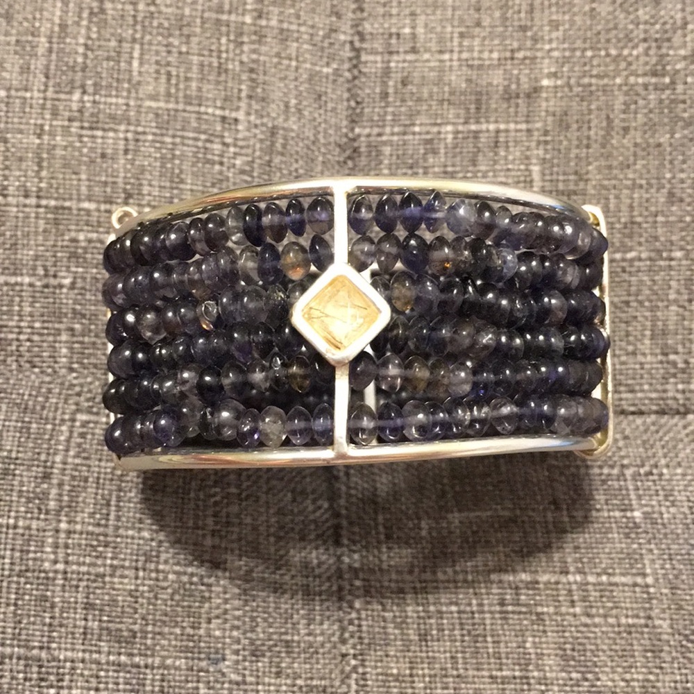 Semi precious stone cuff designer bracelet